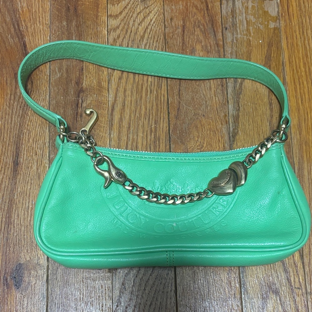 Vintage Juicy Couture 2000s Green Mini Leather Shoulder Bag